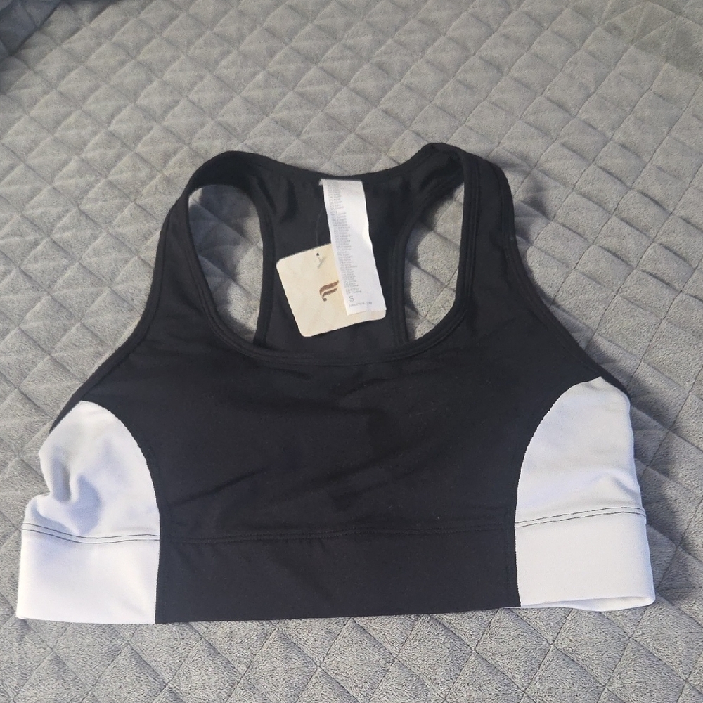 Fabletics Black and White Sports Bra